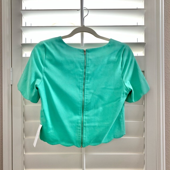 Mint Green Easter Scallop Crop Top - Picture 3 of 7